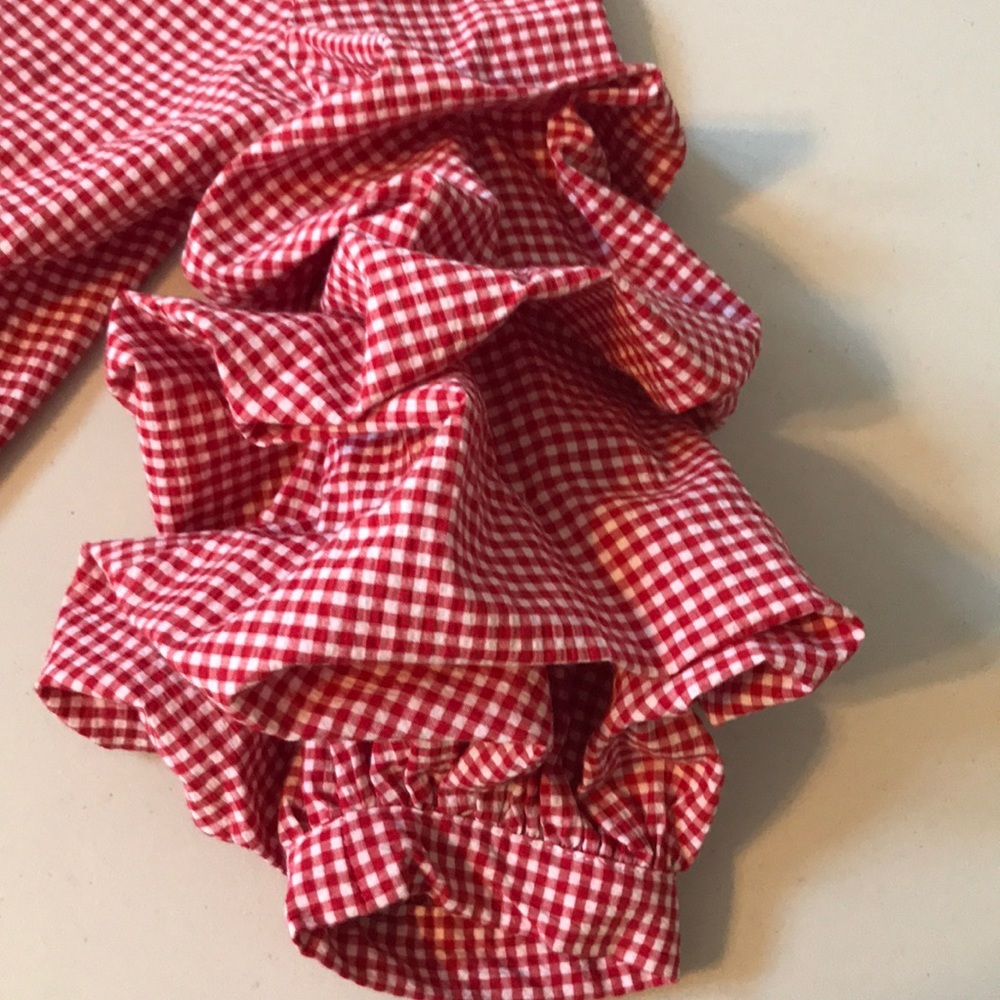 Red Check Ruffle Sleeve Top - Picture 5 of 6